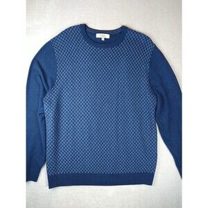 Turnbury Sweater Men's Large Blue Check Pullover Merino Wool Casual